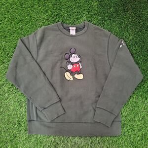 Disney Mickey-Mouse Sweatshirt M/L 22x25 Green Cropped